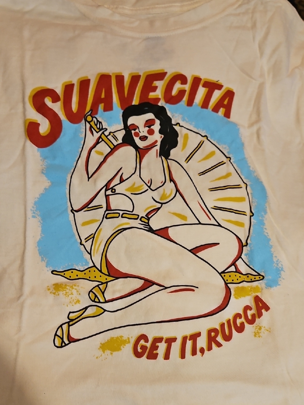 Suavecita Cream Graphic Tee  Pinup Design Rockabilly